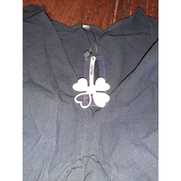 New XL 16 Fancyinn Black 2pc Outfit Deep V-Neck Crop Drawstring Side Slit Pants - Picture 8 of 8